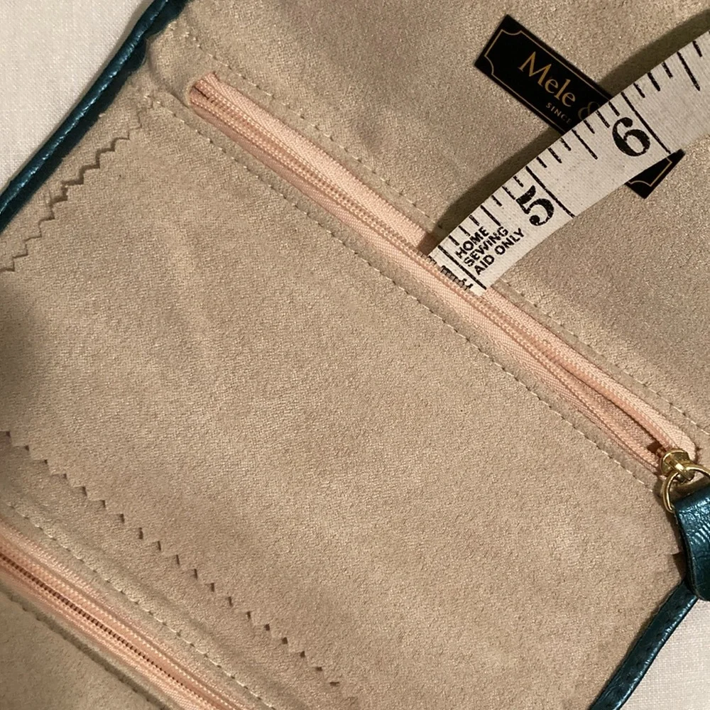 Mele & Co jewelry roll travel case teal blue